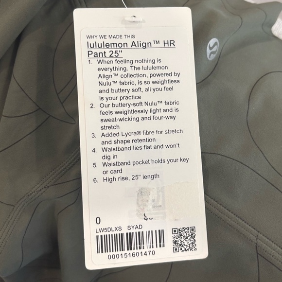 NWT Lululemon Align HR Pant Leggings 25" Size 0 In Green SYAD - Picture 6 of 7